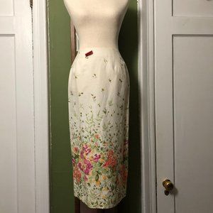 Talbots linen long  floral skirt size 2